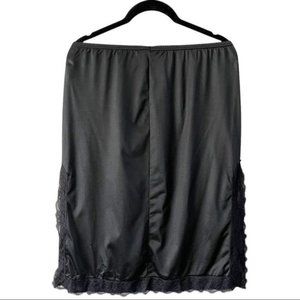 vintage Black Lace Trim Slip Skirt Side Slits Womens Medium